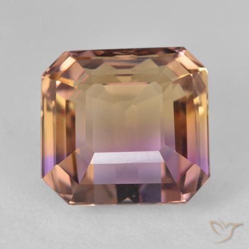 Ametrino bicolor de 11,12 ct, corte octogonal de 12,6 x 12 mm de Brasil, Photo A