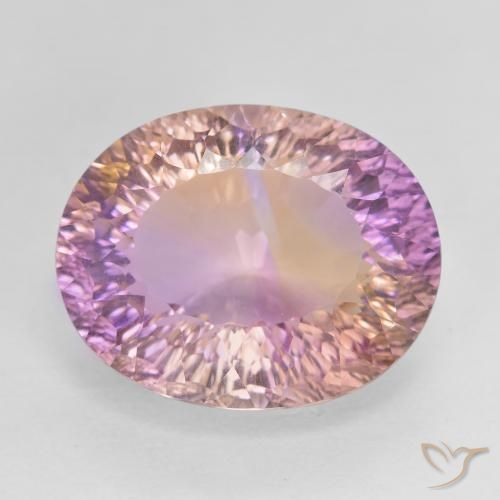 13.31 ct Bi-color Ametrine, 17.6 x 14.1 mm Oval Concave Cut From Brazil, Photo A