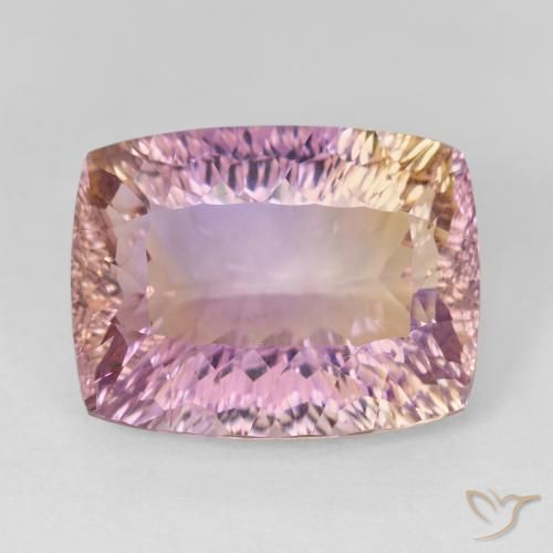 12.54 ct Bi-color Ametrine, 16.8 x 13 mm Cushion Concave Cut From Brazil, Photo A