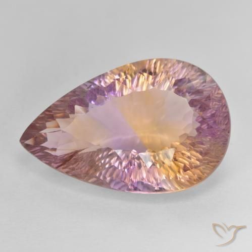 16.13 ct Bi-color Ametrine, 22.6 x 14.6 mm Pear Concave Cut From Brazil, Photo A