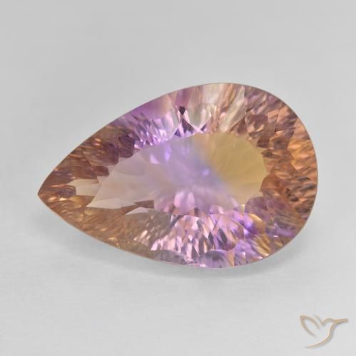 20,1 x 13,3mm Ametrine bicolore Pera taglio concavo dal Brasile, peso di 12 ct, pietra preziosa naturale non trattati in purezza VVS, Ametrine 1pz - il colore è Bi-Colore, durezza Mohs di 7 adatto per gioielli da indossare ogni giorno, Photo A