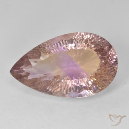 12.63 ct Bi-color Ametrine, 21.1 x 12.7 mm Pear Concave Cut From Brazil, Photo A