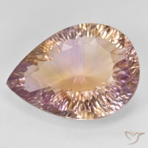 19.08 ct Bi-color Ametrine, 22.9 x 16.7 mm Pear Concave Cut From Brazil, Photo A