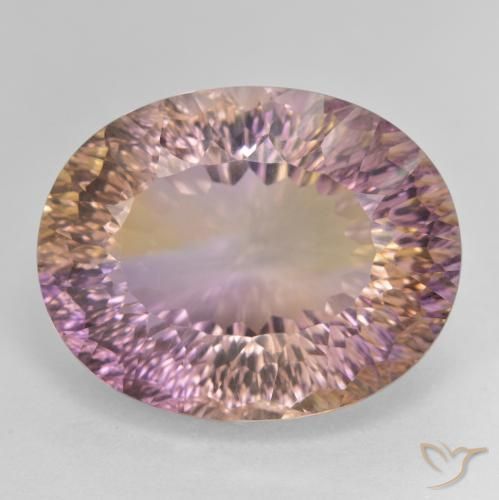 Ametrino bicolor de 21,22 quilates, corte cóncavo ovalado de 20,4 x 16,2 mm de Brasil, Photo A
