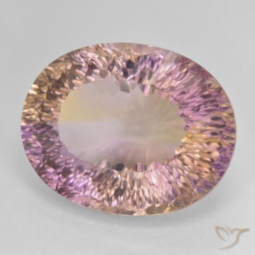 21.22 ct Bi-color Ametrine Stone, Natural Ametrine in Oval Concave Cut Shape for Sale