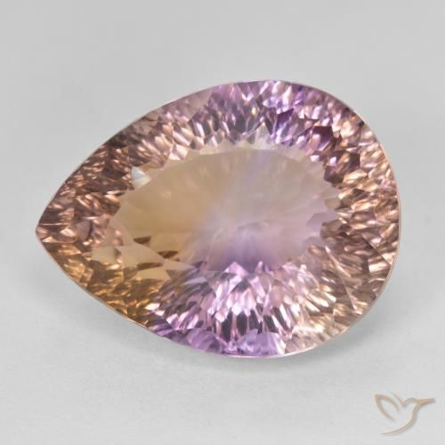 16.66 ct Bi-color Ametrine, 20.1 x 15.4 mm Pear Concave Cut From Brazil, Photo A