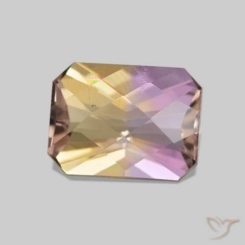 1.64 ct Bi-color Ametrine Stone, Natural Ametrine in Octagon Checkerboard Shape for Sale