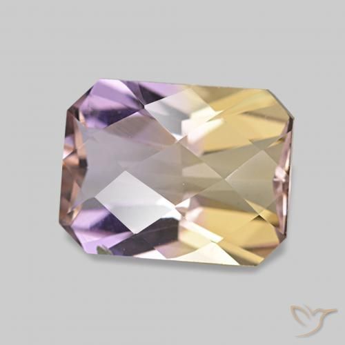 2.14 ct Bi-color Ametrine Stone, Natural Ametrine in Octagon Checkerboard Shape for Sale