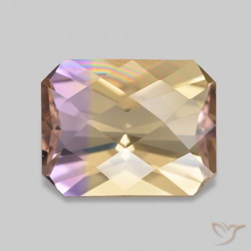 2.29 ct Bi-color Ametrine Gemstone, Ametrine Gem in Octagon Checkerboard Shape for Sale.