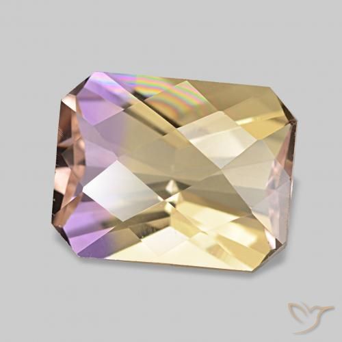 2.29 ct Bi-color Ametrine Stone, Natural Ametrine in Octagon Checkerboard Shape for Sale