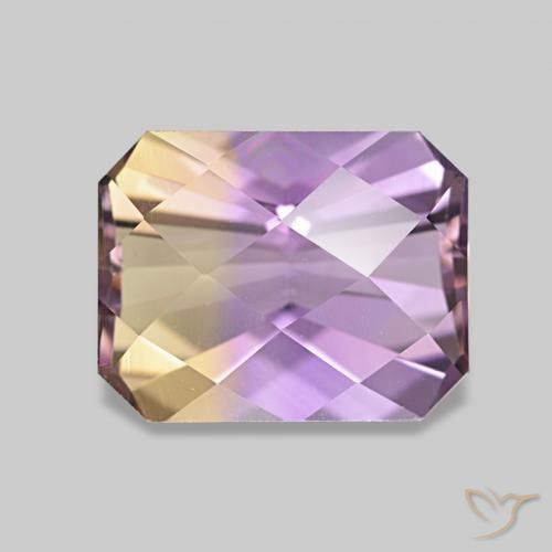 2.14 ct Bi-color Ametrine Gemstone, Ametrine Gem in Octagon Checkerboard Shape for Sale.