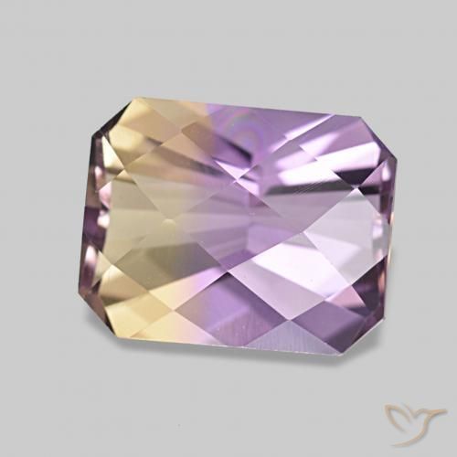 2.14 ct Bi-color Ametrine Stone, Natural Ametrine in Octagon Checkerboard Shape for Sale