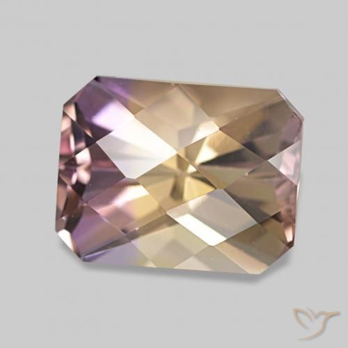 2.47 ct Bi-color Ametrine Stone, Natural Ametrine in Octagon Checkerboard Shape for Sale