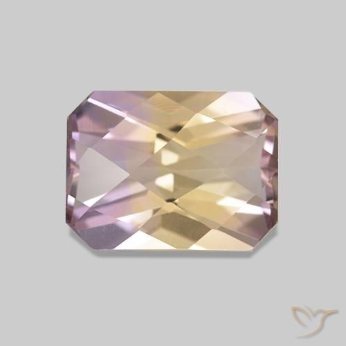 1.54 ct Bi-color Ametrine Gemstone, Ametrine Gem in Octagon Checkerboard Shape for Sale.
