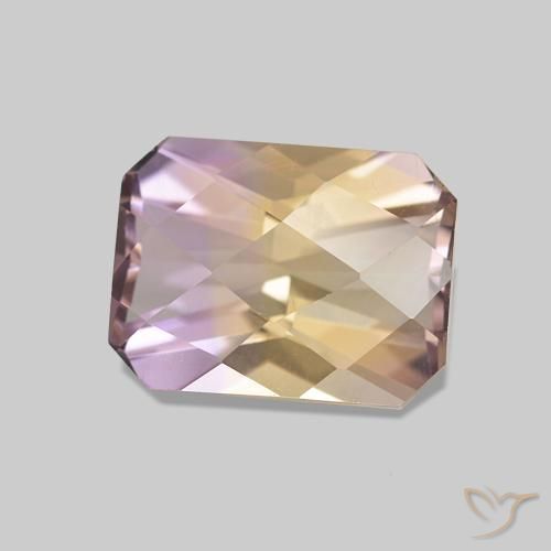 1.54 ct Bi-color Ametrine Stone, Natural Ametrine in Octagon Checkerboard Shape for Sale