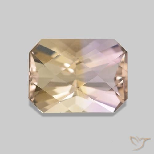 1.64 ct Bi-color Ametrine Gemstone, Ametrine Gem in Octagon Checkerboard Shape for Sale.