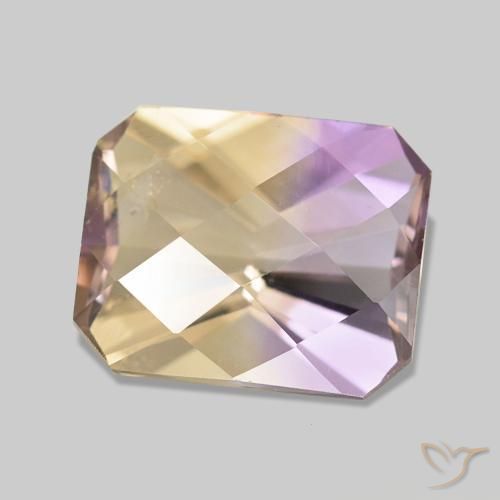 2.91 ct Bi-color Ametrine Stone, Natural Ametrine in Octagon Checkerboard Shape for Sale