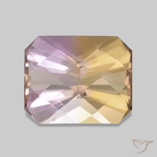 3.38 ct Bi-color Ametrine Gemstone, Ametrine Gem in Octagon Checkerboard Shape for Sale.