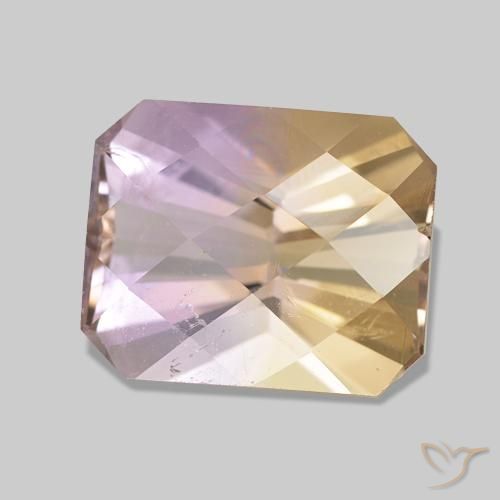 3.38 ct Bi-color Ametrine Stone, Natural Ametrine in Octagon Checkerboard Shape for Sale