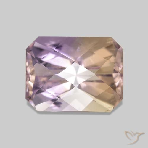 2.51 ct Bi-color Ametrine Gemstone, Ametrine Gem in Octagon Checkerboard Shape for Sale.