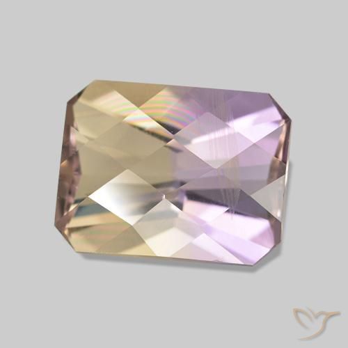 2.26 ct Bi-color Ametrine Stone, Natural Ametrine in Octagon Checkerboard Shape for Sale