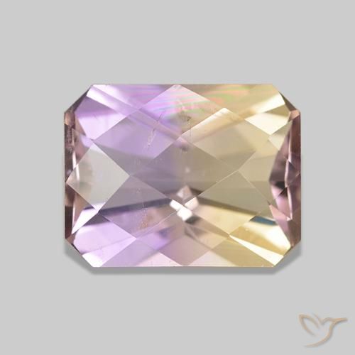 2.22 ct Bi-color Ametrine Gemstone, Ametrine Gem in Octagon Checkerboard Shape for Sale.