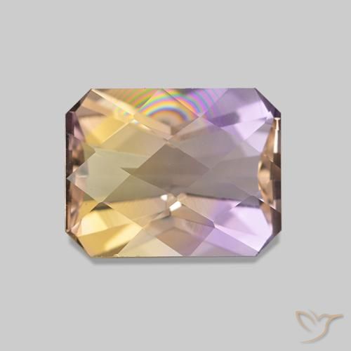 2.21 ct Bi-color Ametrine Gemstone, Ametrine Gem in Octagon Checkerboard Shape for Sale.