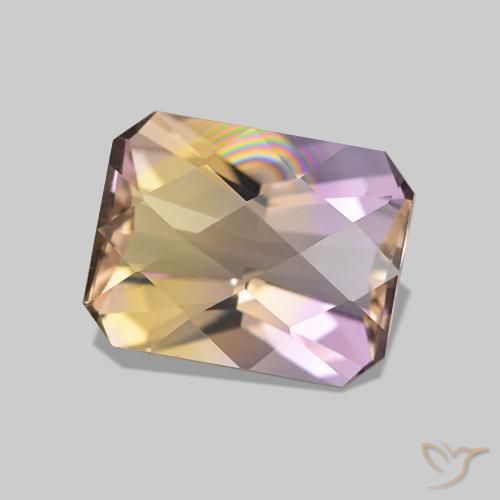 2.21 ct Bi-color Ametrine Stone, Natural Ametrine in Octagon Checkerboard Shape for Sale