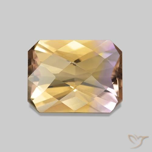 2.19 ct Bi-color Ametrine Gemstone, Ametrine Gem in Octagon Checkerboard Shape for Sale.