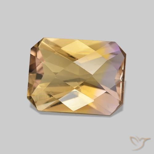 2.19 ct Bi-color Ametrine Stone, Natural Ametrine in Octagon Checkerboard Shape for Sale