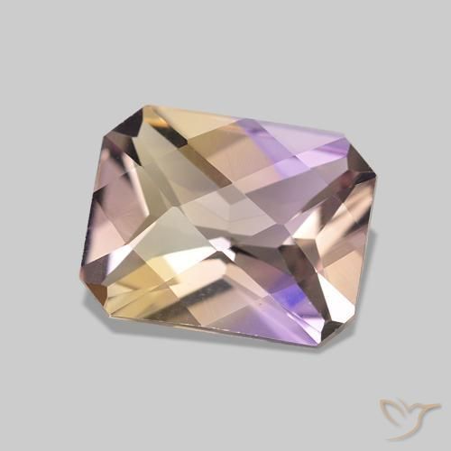 1.85 ct Bi-color Ametrine Stone, Natural Ametrine in Octagon Checkerboard Shape for Sale