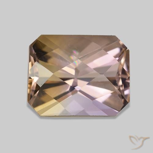3.51 ct Bi-color Ametrine Gemstone, Ametrine Gem in Octagon Checkerboard Shape for Sale.