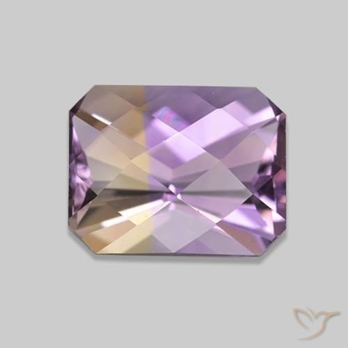 2.34 ct Bi-color Ametrine Gemstone, Ametrine Gem in Octagon Checkerboard Shape for Sale.