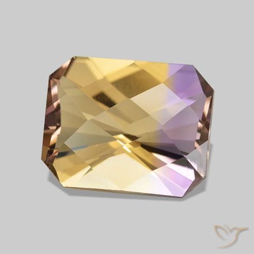 2.96 ct Bi-color Ametrine Stone, Natural Ametrine in Octagon Checkerboard Shape for Sale