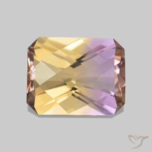 2.12 ct Bi-color Ametrine Gemstone, Ametrine Gem in Octagon Checkerboard Shape for Sale.