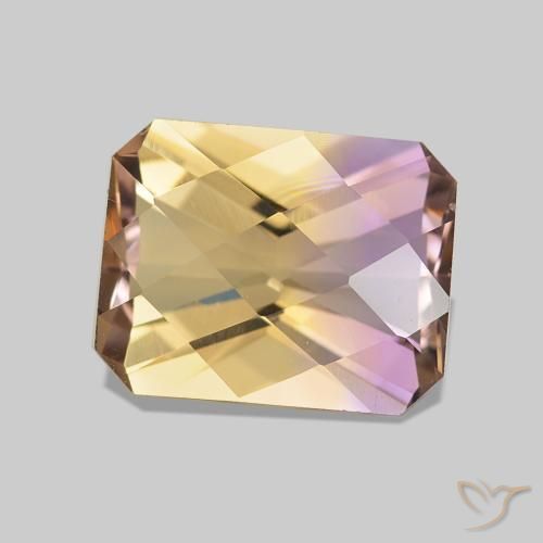 2.12 ct Bi-color Ametrine Stone, Natural Ametrine in Octagon Checkerboard Shape for Sale