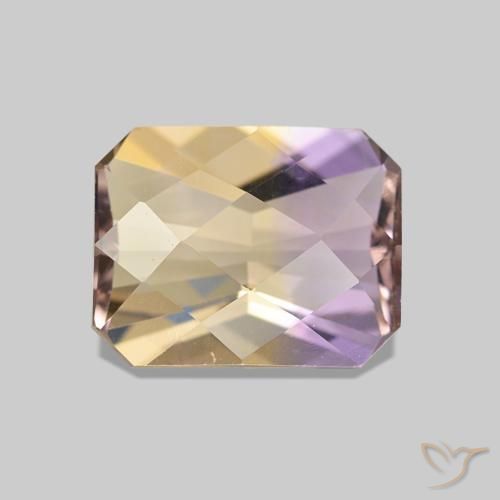 2.01 ct Bi-color Ametrine Gemstone, Ametrine Gem in Octagon Checkerboard Shape for Sale.