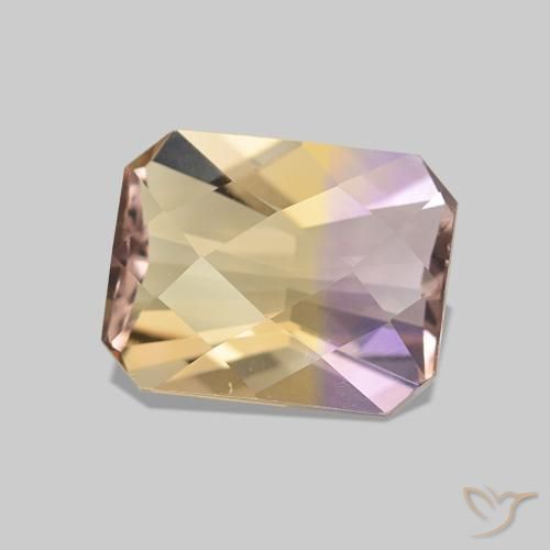 2.01 ct Bi-color Ametrine Stone, Natural Ametrine in Octagon Checkerboard Shape for Sale