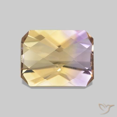 2.16 ct Bi-color Ametrine Gemstone, Ametrine Gem in Octagon Checkerboard Shape for Sale.