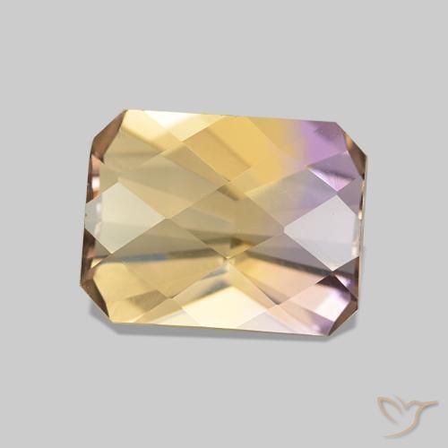 2.16 ct Bi-color Ametrine Stone, Natural Ametrine in Octagon Checkerboard Shape for Sale