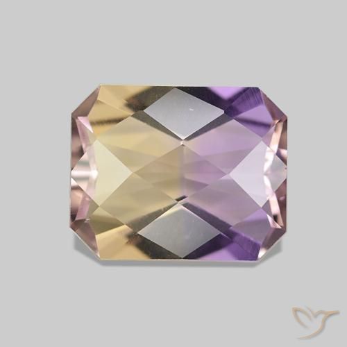 2.80 ct Bi-color Ametrine Gemstone, Ametrine Gem in Octagon Checkerboard Shape for Sale.