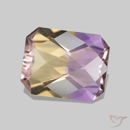 2.80 ct Bi-color Ametrine Stone, Natural Ametrine in Octagon Checkerboard Shape for Sale