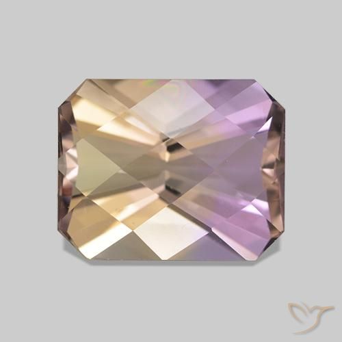 3.31 ct Bi-color Ametrine Gemstone, Ametrine Gem in Octagon Checkerboard Shape for Sale.