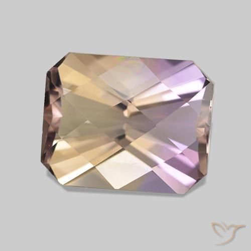 3.31 ct Bi-color Ametrine Stone, Natural Ametrine in Octagon Checkerboard Shape for Sale