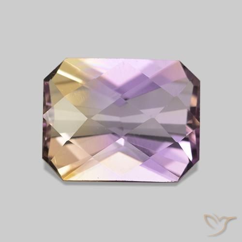 2.12 ct Bi-color Ametrine Gemstone, Ametrine Gem in Octagon Checkerboard Shape for Sale.