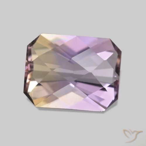 2.12 ct Bi-color Ametrine Stone, Natural Ametrine in Octagon Checkerboard Shape for Sale