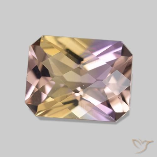 2.15 ct Bi-color Ametrine Stone, Natural Ametrine in Octagon Checkerboard Shape for Sale