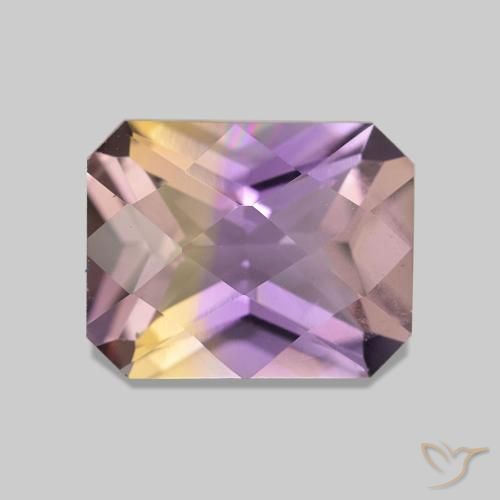 1.98 ct Bi-color Ametrine Gemstone, Ametrine Gem in Octagon Checkerboard Shape for Sale.