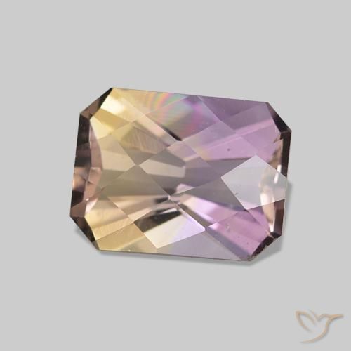1.55 ct Bi-color Ametrine Stone, Natural Ametrine in Octagon Checkerboard Shape for Sale
