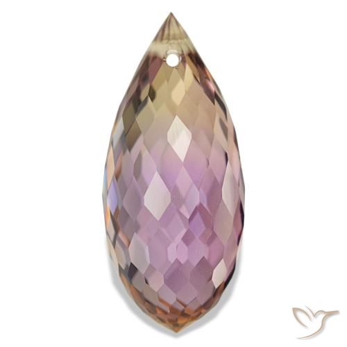 8.46 ct Bi-color Ametrine Gemstone, Ametrine Gem in Briolette with Hole Shape for Sale.